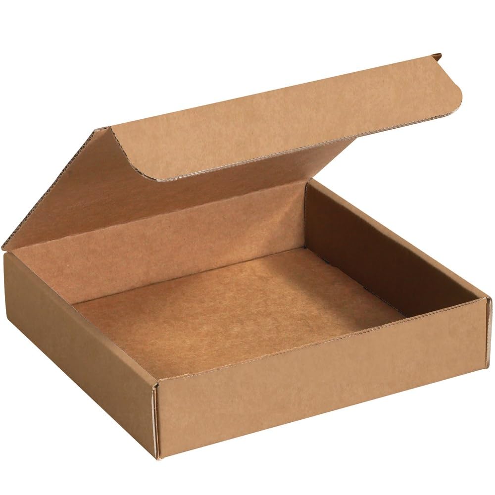 Aviditi Brown Kraft Literature Mailing Boxes, 9" x 9" x 2", Pack of 50, Crush-Proof, For Shipping, Mailing and Storing