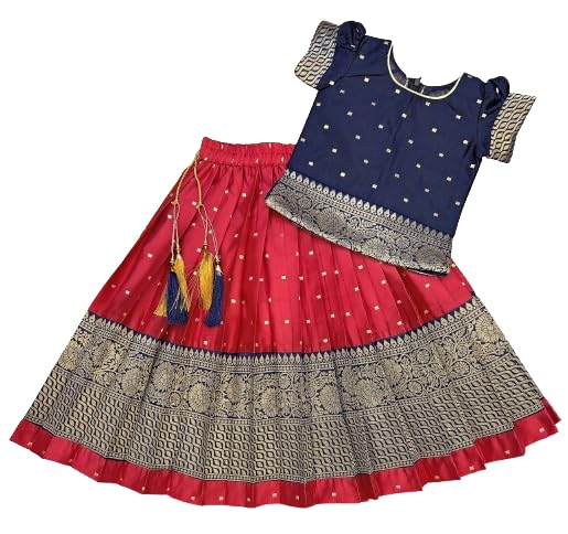 FELIZ THE DESIGNER STUDIO Kids South Indian Baby girls Pattu Pavadai Lehenga Choli set