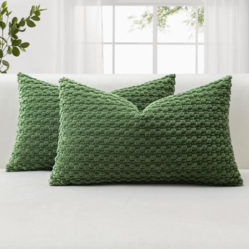JOTOM 2er Set Cord Kissenbezüge, 3D Bubble Texture Boho...