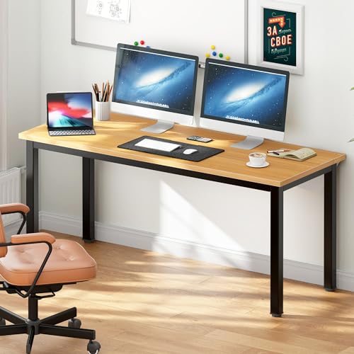 DlandHome 63 inches X-Large Computer Desk, Composite Wood Board, Decent and Steady Home Office Desk/Workstation/Table, BS1-160TB Teak and Black Legs, 1 Pack by DlandHome - Image 2