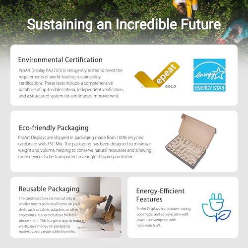 ASUS ProArt Display 27” 5K HDR Professional Monitor (PA27JCV) - 5K (5120 x 2880), IPS, 99% DCI-P3, 100% sRGB, ΔE < 2, USB-C PD 96W, Calman Verified, Color Accurate, LuxPixel, 3 yr Warranty