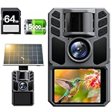 FKPCAM トレイルカメラ ソーラー式 狩猟用 4K 64MP 防犯カメラ｜0.1秒トリガー 高感度センサー ソーラーパネル＆5000mAh充電池搭載 IP67防水防塵 山林・野生動物観察に最適 64GBカード付き