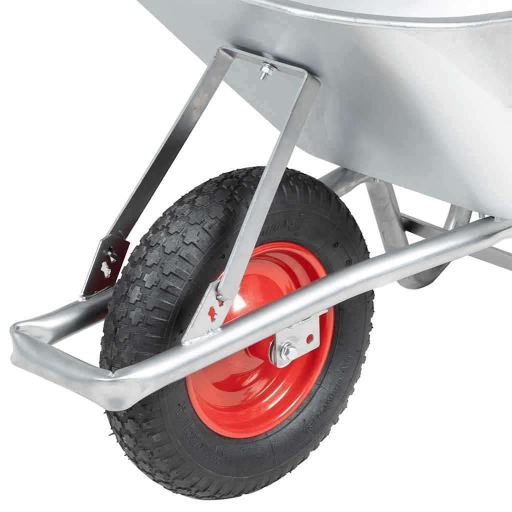 Schubkarre 90 L mit 150 kg Tragfähigkeit, verzinkter Stahlrahmen und Kunststoffwanne für Gartenarbeit und Heimwerkerprojekte