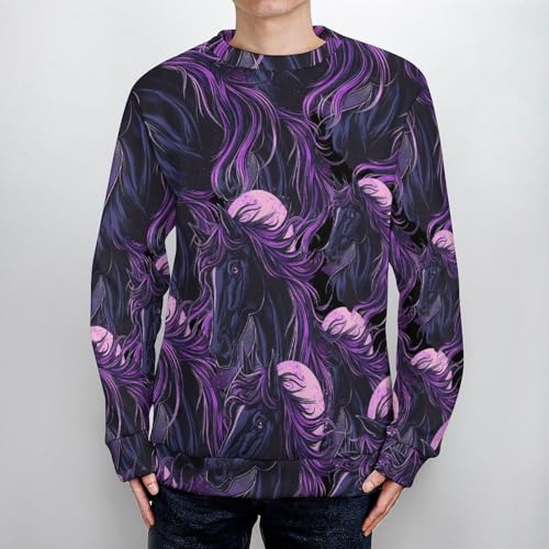 Horse Purple Moonlight Men's Crew Neck Sweater Knit Pullover Women Casual Long Sleeve Crewneck Loose Fit Top4