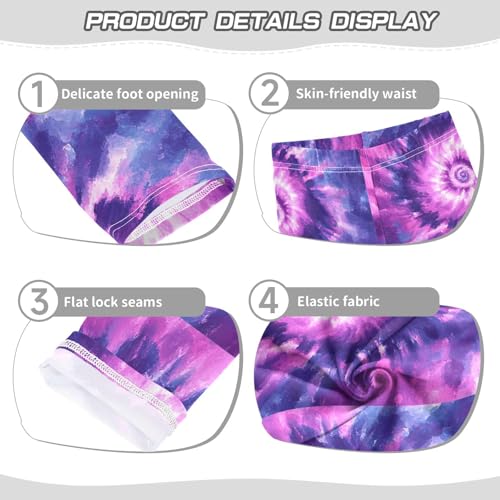 Boccsty Purple Pink Tie Dye Girls Leggings Kids Yoga Pants Dance Active Tights 4T3