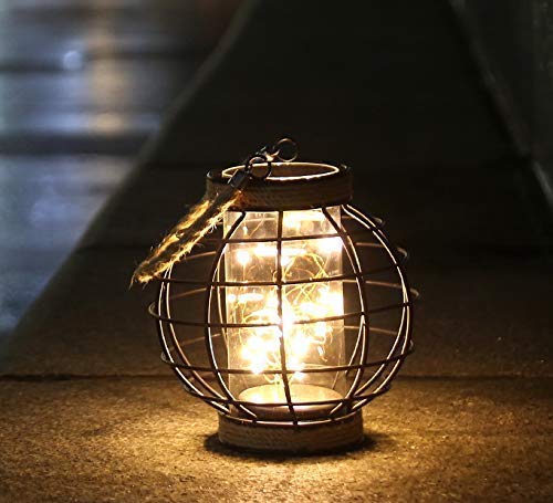 Linterna LED de jaula de metal alimentada por pilas, luz de acento inalámbrica de 7.3 pulgadas de alto con 20 luces de hadas. Ideal para bodas, fiestas, patio, eventos para interiores y 3