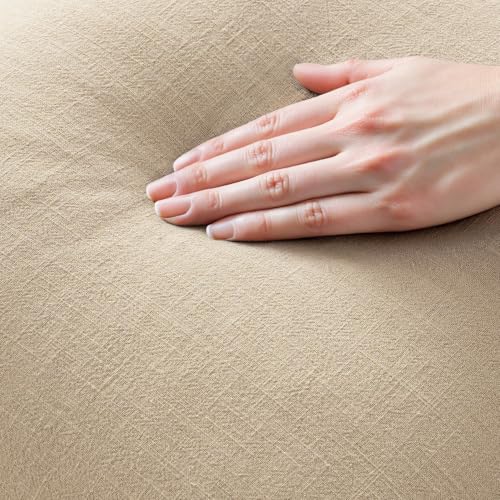 Image of MIULEE Boho Linen Fringe Decorative Throw Pillow Covers Beige 16x16