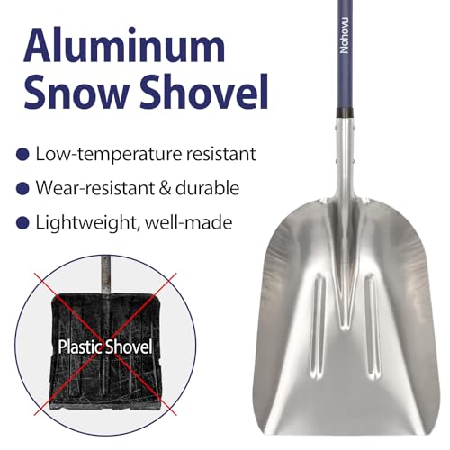 Aluminum Snow Shovel - Large Capacity Driveway Snow Removal Tool, Fiberglass D-Handle, 45 Inch Blade - Image 6