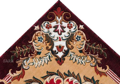 Image of Soft Thick Geometric Acrylic Washable Anti Skid Carpet. for Living Room Bedroom. Hall Size 9 x 12 feet (150X210 Cm) RED D26