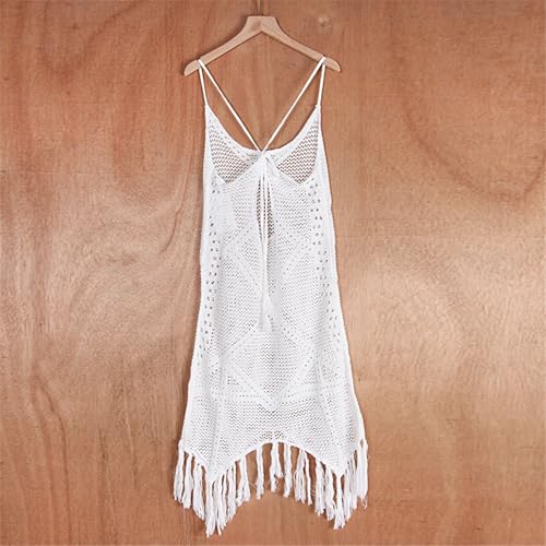 Vestido de baño transparente con flecos recortados y diseño sin espalda 5