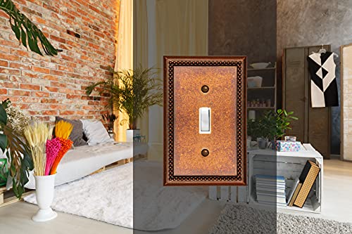 Cover Star Raised Pearls Decorative Wall Plate Switch Plate Outlet Cover (Single Toggle, 2 Pack, Sponged Copper) #TOP2