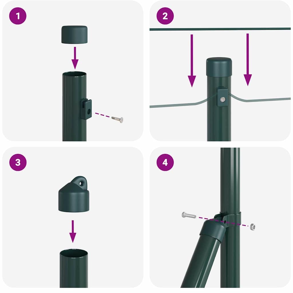 Postes de valla con manguito de impacto (26 unidades, acero pulverizado, 3,2 x 100 cm, para jardín, terraza, patio, sauce, construcción de vallas, para fijación estable y fijación segura