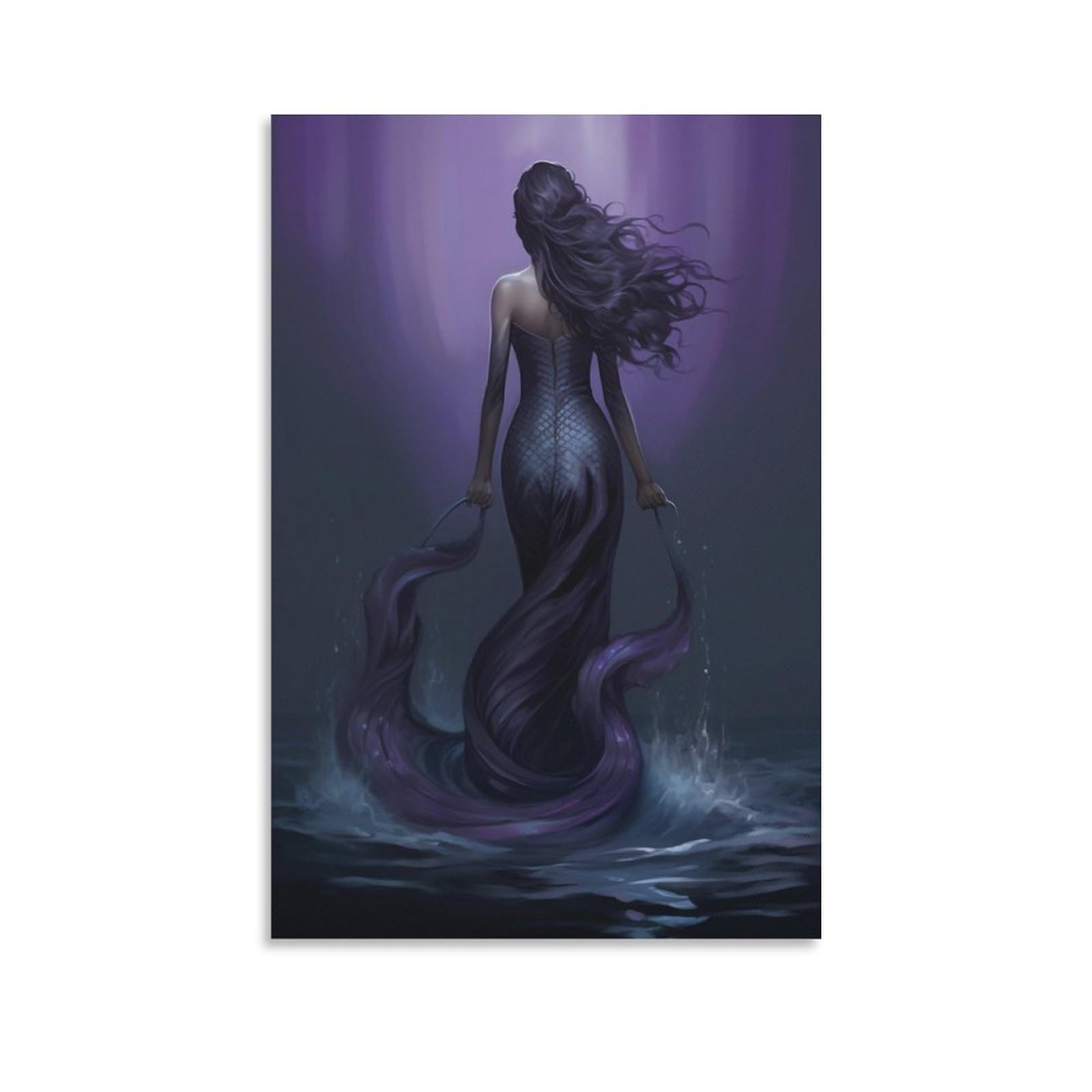 Foccar Unframe-Beautiful Mermaid Beautiful Mermaid Canvas Wall Decor Fairy Tales Anime Mermaid Coastal Fantasy Poster Wall Art For Living Room Bedroom Artwork