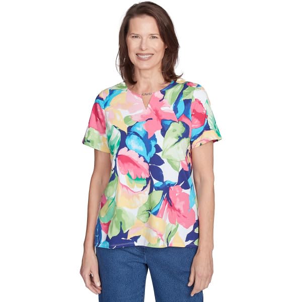 Haut coton Alfred Dunner de qualité supérieure à motif feuilles tropicales