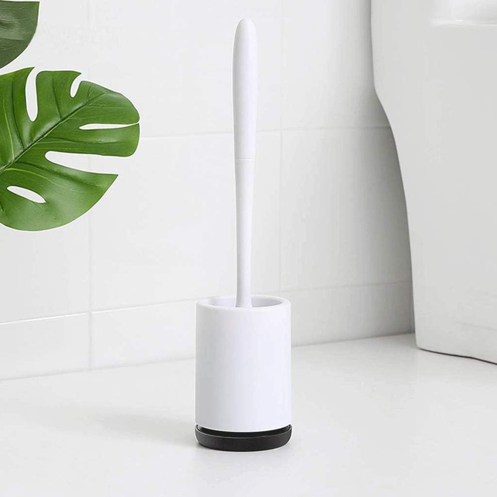 Toilet Brush Simple Toilet Brush Set with Base Toilet Clean Non-Stick Hair Soft Rubber Brush