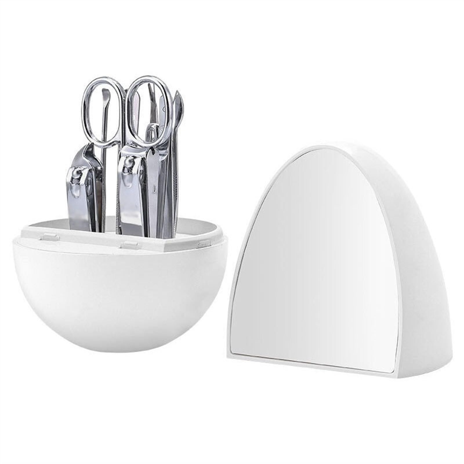 Zestaw do manicure, zestaw do manicure, pedicure, obcinacz do paznokci, zestaw 8 sztuk, profesjonalny zestaw do pielęgnacji paznokci, narzędzia do pielęgnacji ciała, z etui podróżne w kształcie jajka