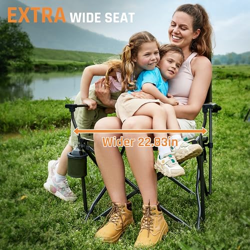 image for DMH OUTDOORS Oversized Folding Camping Chairs for Adults Heavy Duty Ca