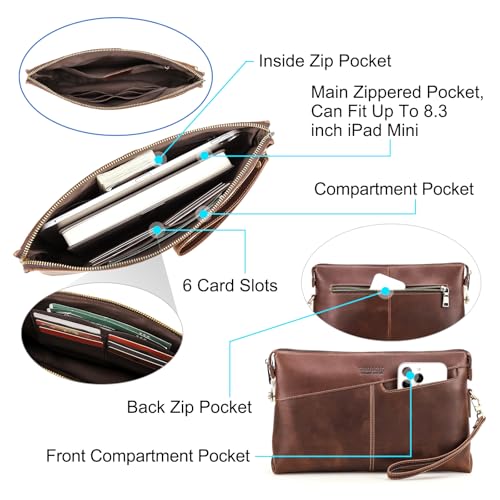 CONTACTS Full Grain Leather Clutch Bag with Code Lock Mens Clutch Wallet Anti Theft Travel Purse3