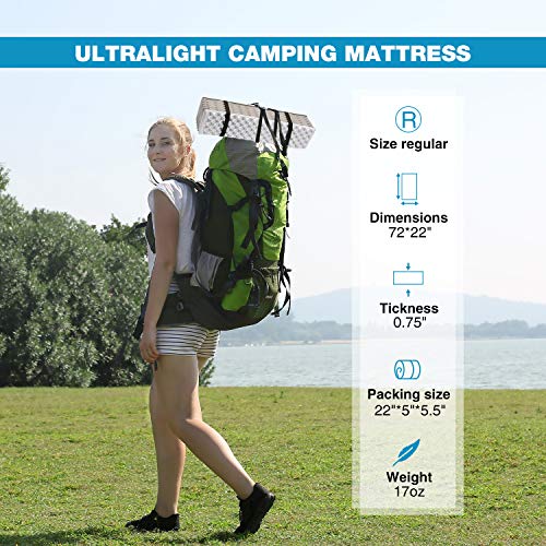 Redcamp Closed Cell Foam Sleeping Pad For Camping, 22" Wide Lightweight Folding Camping Pad For Hiking Backpacking, 72"X22"X0.75", Grey 1 Pack #TOP1