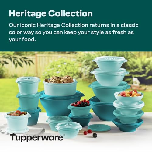 Image of Tupperware Heritage Collection, New 36 Piece Food Storage Container Set in Vintage Green, Dishwasher Safe and BPA Free (18 containers, 18 lids)
