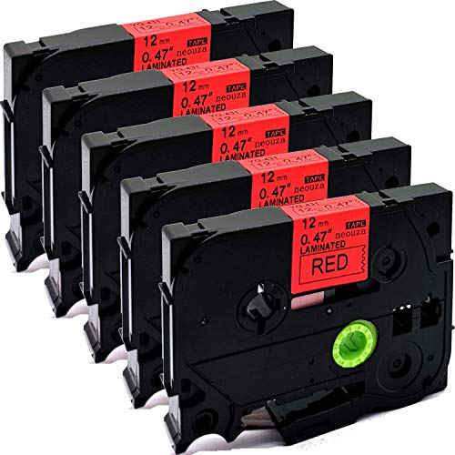 5PK Great Quality Compatible for Brother P-Touch Laminated Tze Tz Label Tape Cartridge 12mmx8m (TZe-431 Black on Red)