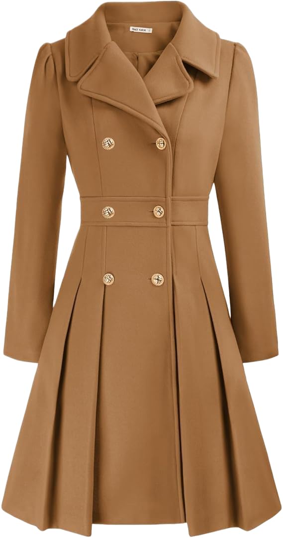 Generico Cappotti Invernali Da Donna Trench Doppiopetto Classici Cappotti con Revers Trench Invernali Da Donna Eleganti Cappotti Lunghi Da Lavoro Antivento Capispalla con Tasche