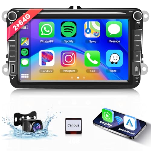 【2+64G】 Carplay Autoradio pour VW Passat Golf Seat Altea Skoda Octavia avec USB/Type-C,Android Poste Radio Voiture,8 Pouce Touchsreen avec Android...