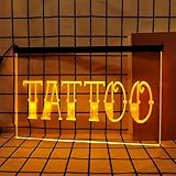 KEYQEEN Tattoo Enseigne au néon pour décoration Murale, lumières LED à intensité Variable alimentées par USB pour Salon de beauté et Salon de Tatouage,Orange,40x30cm