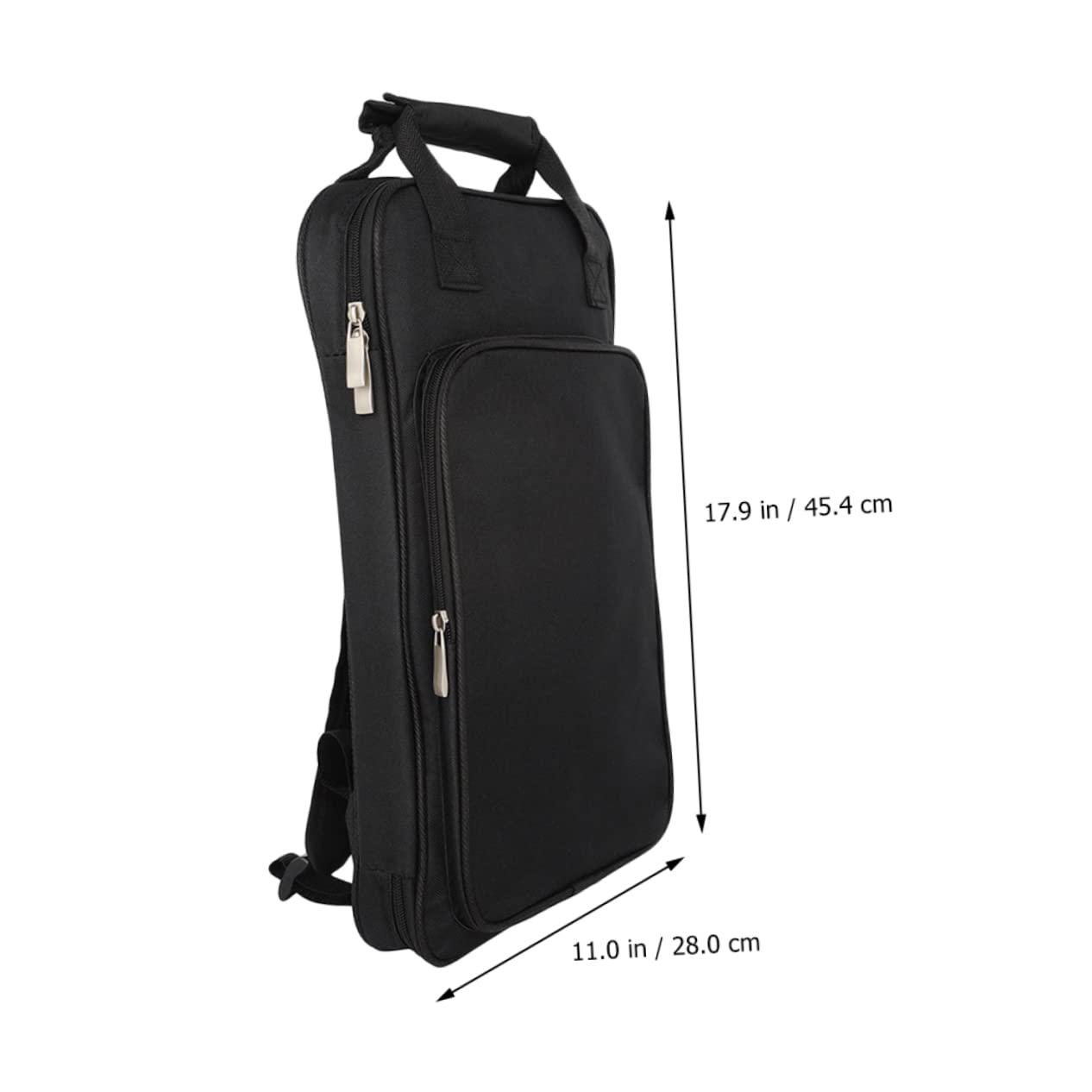 Mochila para Baquetas de Tela Oxford Negra, Bolsa Multifuncional Bolsillo Frontal, Diseño Acolchado y Resistente al Agua para Almacenamiento de Instrumentos