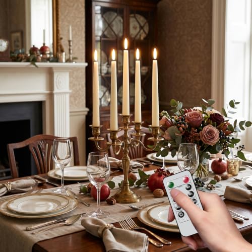 Image of Rechargeable LED Flameless Taper Candles Battery Operated Remote Timer