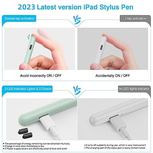 Image of Kingone Upgraded Stylus Pen, Ultra High Precision & Sensitivity, Palm Rejection, Prevents False ON /Off Touch, Power Display Tilt Sensitivity, Magnetic Adsorption For Tablet (Green)