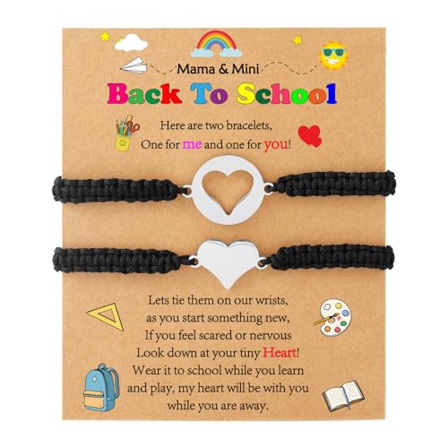 Image of P. BLAKE First Day of Kindergarten Bracelet Back to School Gifts Mommy and Me Matching Bracelets Set for Mother Daughter Son Girls Boys Jewelry Gifts