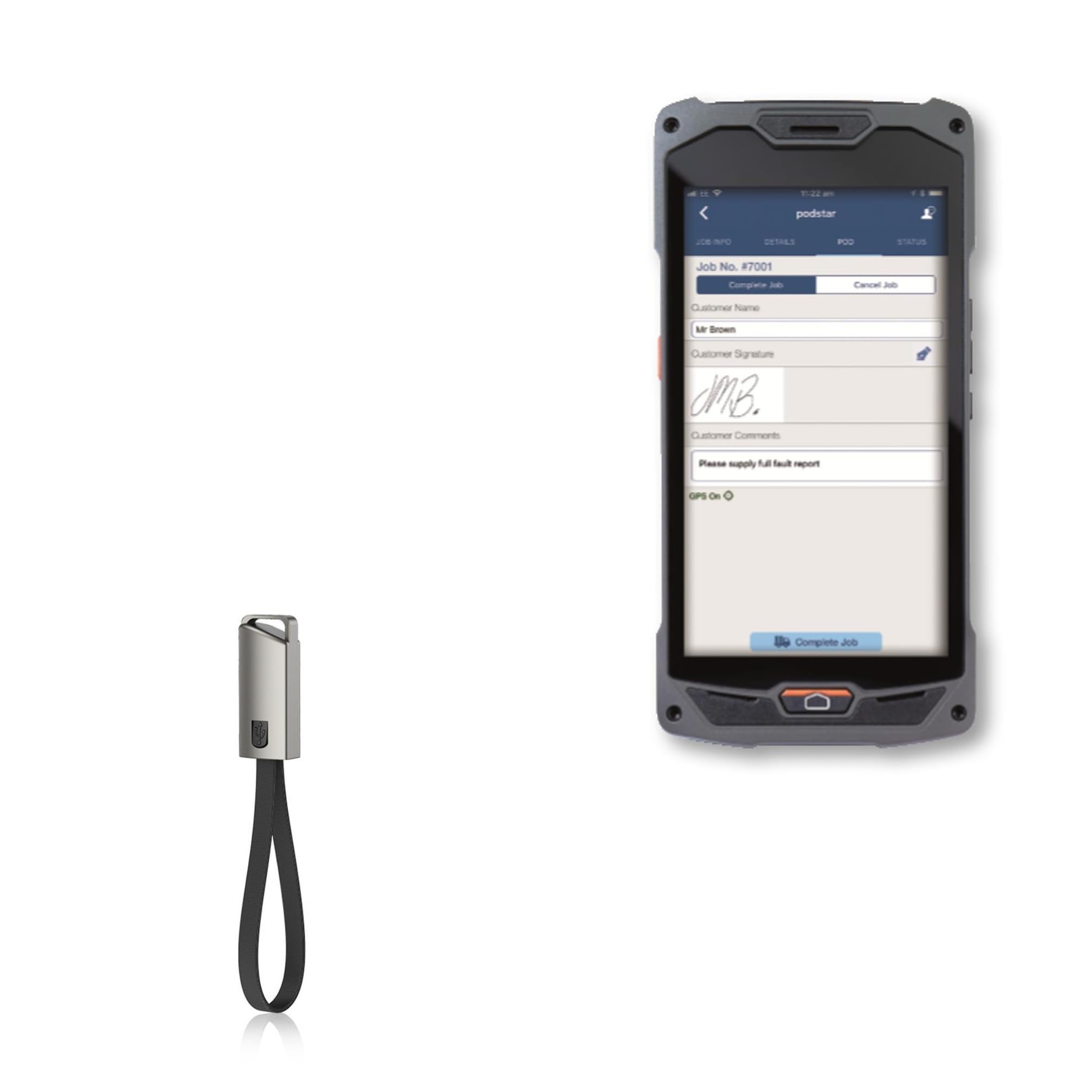 BoxWave Cable Compatible with Touchstar TS5000 - USB Type-C Keychain Charger, Key Ring USB Type-C to Type-A 8 in USB Cable - Jet Black