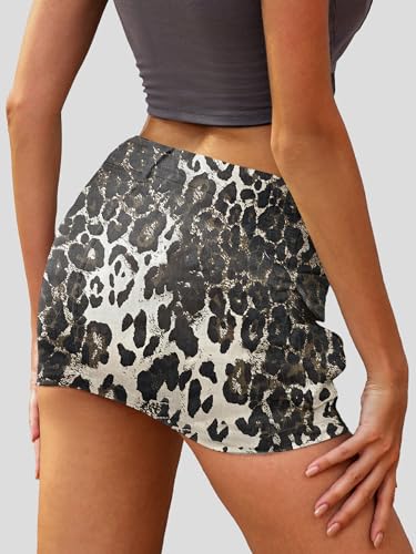 Image of ELLEVEN Low Rise Denim Mini Skirt for Women High Stretch Jean Skirts
