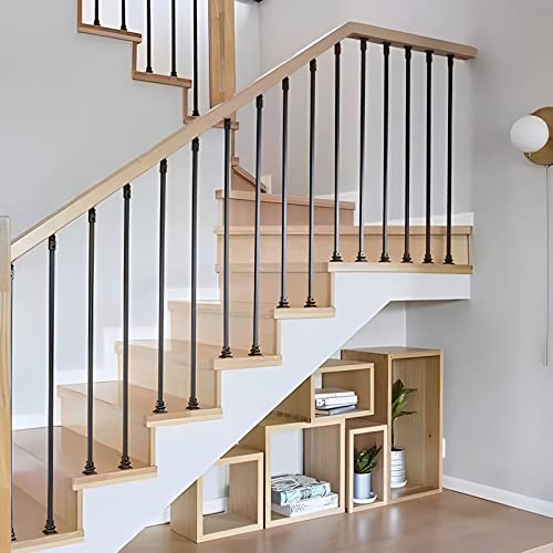 Balustres de rampe d'escalier en fer noir réglables de 100 à 150 cm pour intérieur de maison - 5