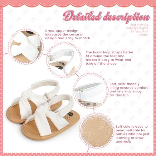 Image of Meckior Infant Baby Girls Boys Summer Sandals Open Toe Lace Princess Dress Wedding Flats Shoes Newborn Toddler Soft Non-slip Sole First Walker Crib Shoes