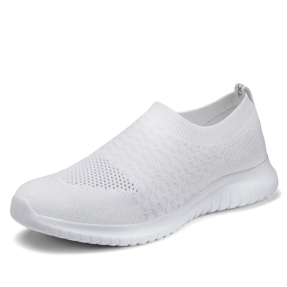 TIOSEBON Herren Leichte rutschfeste Straßenschuhe Leichte Atmungsaktive Laufschuhe Slip On Trainingsschuhe Freizeit Sportschuhe Gestrickte Mesh Tennisschuhe