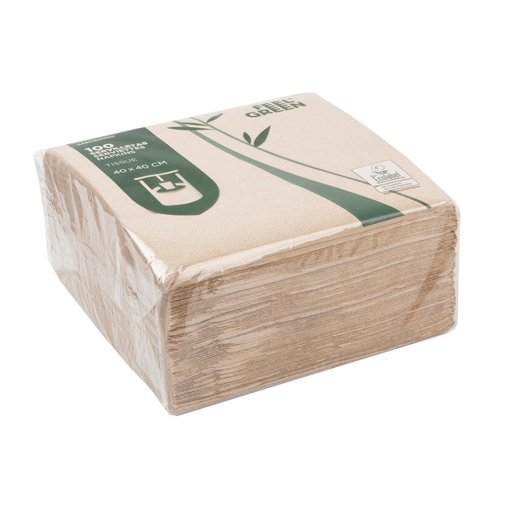 García de Pou 1600 Unités - Serviettes Ecolabel 2 Plis 18 g/m2, 39 x 39 cm Naturel ouate Recyclée