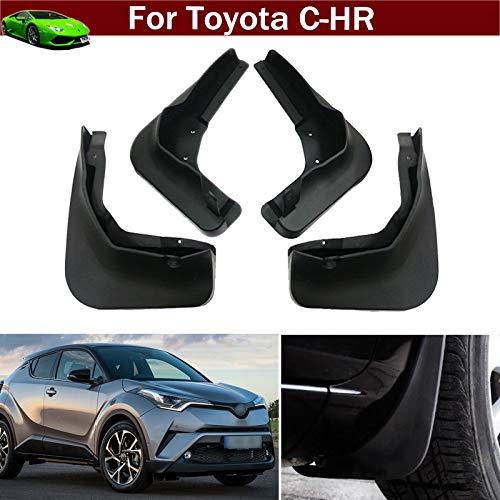 New 4pcs Black Color Front + Rear Car Mud Flaps Mudflaps Mud Guards Mudguard Splash Guard Fender Custom Fit for Toyota C-HR CHR 2017 2018 2019 2020 2021 2022 2023