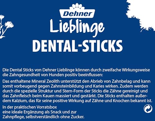 Dehner Lieblinge Hundesnack, Zahnpflege Dental Sticks zuckerfrei, Kausnack für ausgewachsene Hunde ab 25 kg, 56 Stück (2160 g)