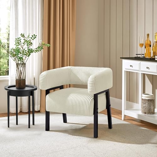 Yaheetech Corduroy Barrel Chair, Beige