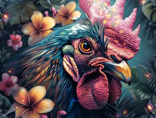 Peinture diamant poulet 80x110cm pour grand mur vide kit complet DIY 5D