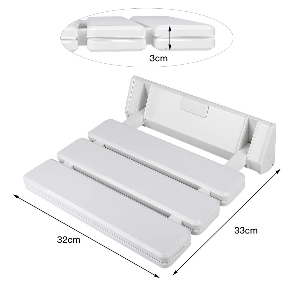 Siège de Douche Mural Repliable/Rabattable Salle de Bain,Planche pour Baignoire orthopédique Siège de Bain antidérapant Poids,Tabouret de Douche Ergonomique Pieds(33 * 32 * 5 cm (Blanc))