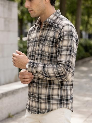Image of NOBERO Men's Cotton Checkered Shirt | Full Sleeve Casual Shirt for Men | Relaxed Fit | Soft and Breathable | Everyday Casual Wear