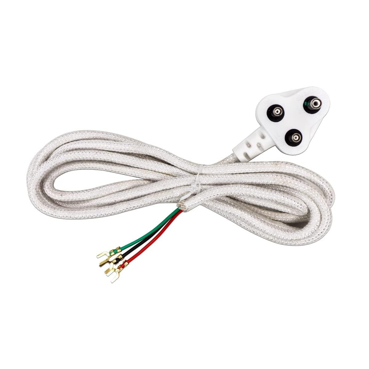 aywal iron cord press cord power copper wire cable 180v to 240v ac 6a 3 pin plug white color power supply ac extension electric 3 yard 1 pc