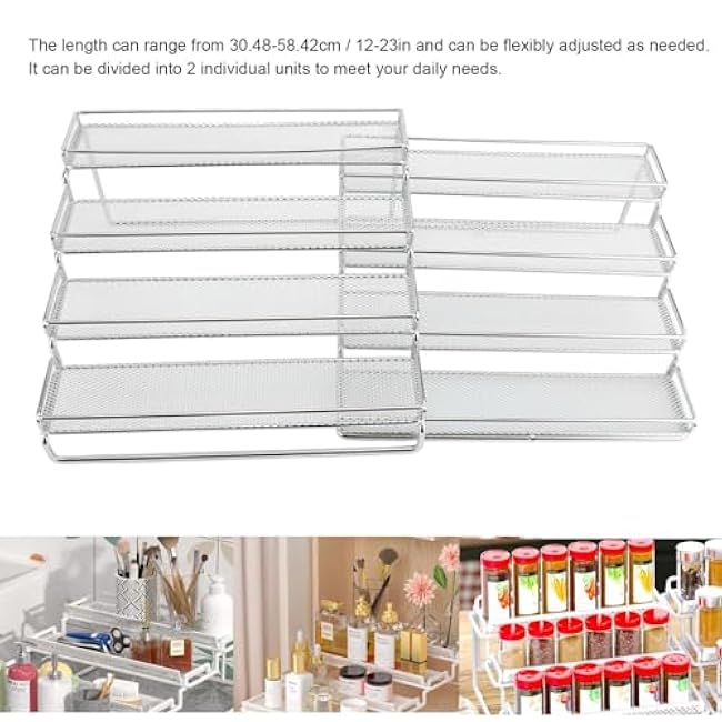 Sorandy 4 Tier Seasoning Rack Organizer, Expandable Shelf Organizer, with Thicker Metal & Reinforced Frame for Kitchen Counter, Bathroom Vanity, Pantry