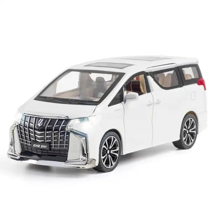 SK TOY ZONE Exclusive 1:24 Alloy Metal Pull Back Die-cast Mini Alphard Car Scale Model with Sound and Light Toy Suitable for Playing Kids and Childrens