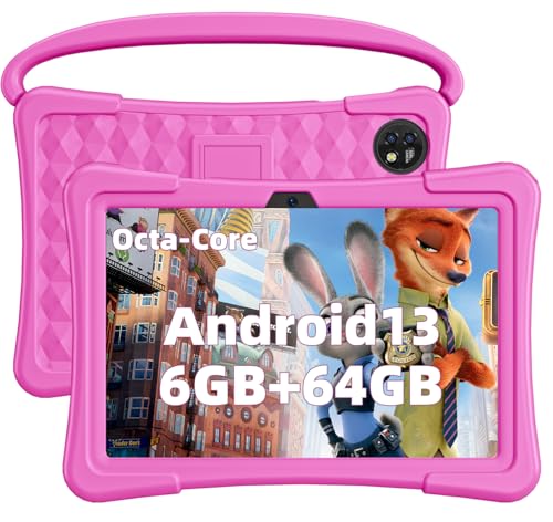 COLORROOM Android Tablet, 10.1 inch Octa-Core Android 14 Tablets with 10GB RAM + 64GB ROM 1TB Expand, GPS, 6000mAh, 1280x800 IPS Display, BT5.0, Dual Camera, WiFi 5, GPS (Pink)