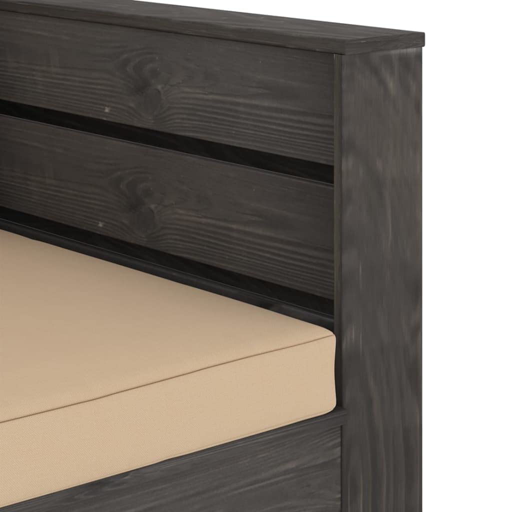 Mobili da giardino, 2 pezzi, in legno di pino impregnato, grigio | Modulare, cuscini spessi, resistente alle intemperie, bassa manutenzione