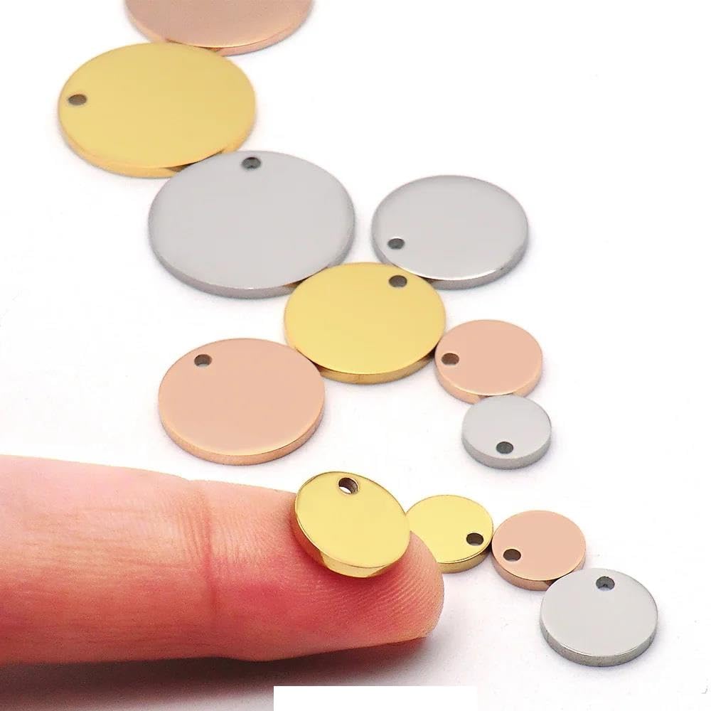 Lot de 100 pendentifs en acier inoxydable pour chat et chien gravés - Plaque d'identification vierge pour animal domestique - Argenté - 20 mm